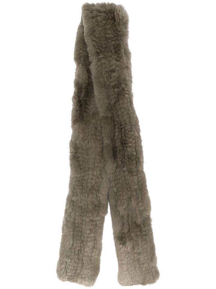 Yves Salomon Accessories Rabbit Fur Scarf - Green