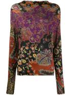 Etro Floral Boat-neck Top - Black