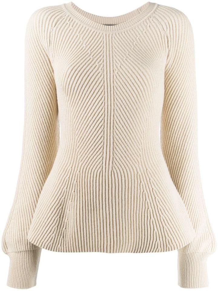 Alberta Ferretti Peplum Long-sleeve Jumper - Neutrals