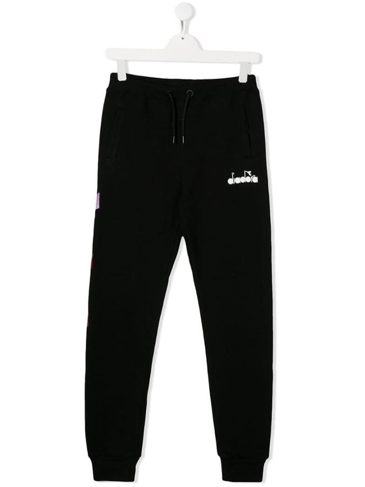 Diadora Junior Teen Logo Printed Track Pants - Black