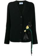 Prada Floral Knitted Cardigan - Black