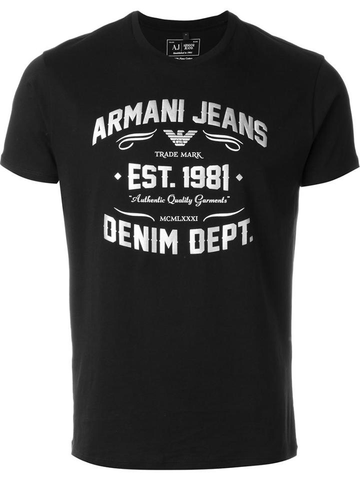 Armani Jeans Printed Logo T-shirt, Men's, Size: Xxl, Black, Cotton