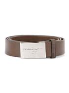 Dolce & Gabbana Embossed Buckle Belt, Men's, Size: 110, Brown, Leather