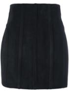 Balmain Stitched Detail Pencil Skirt, Women's, Size: 36, Black, Cotton/lamb Skin/viscose