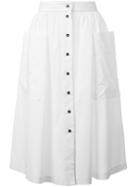 Tomas Maier Buttoned Midi Skirt, Women's, Size: 2, White, Cotton