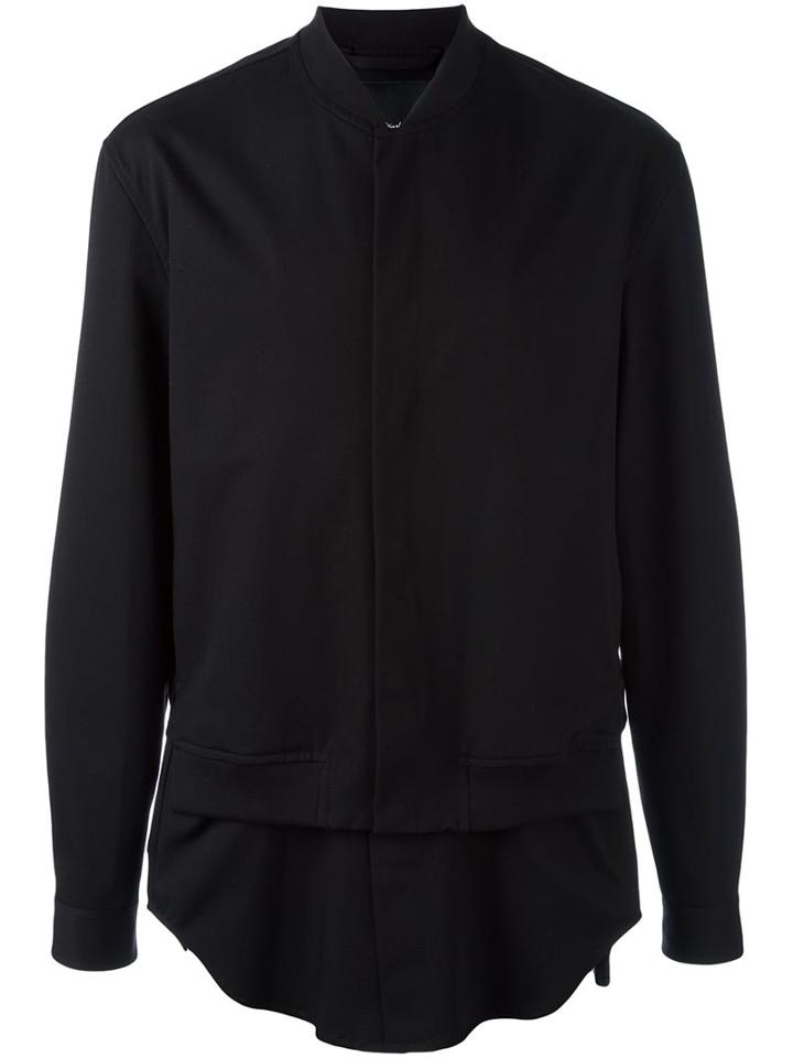 3.1 Phillip Lim Shirt Tail Bomber Jacket, Men's, Size: Medium, Black, Cotton/polyester/polyurethane