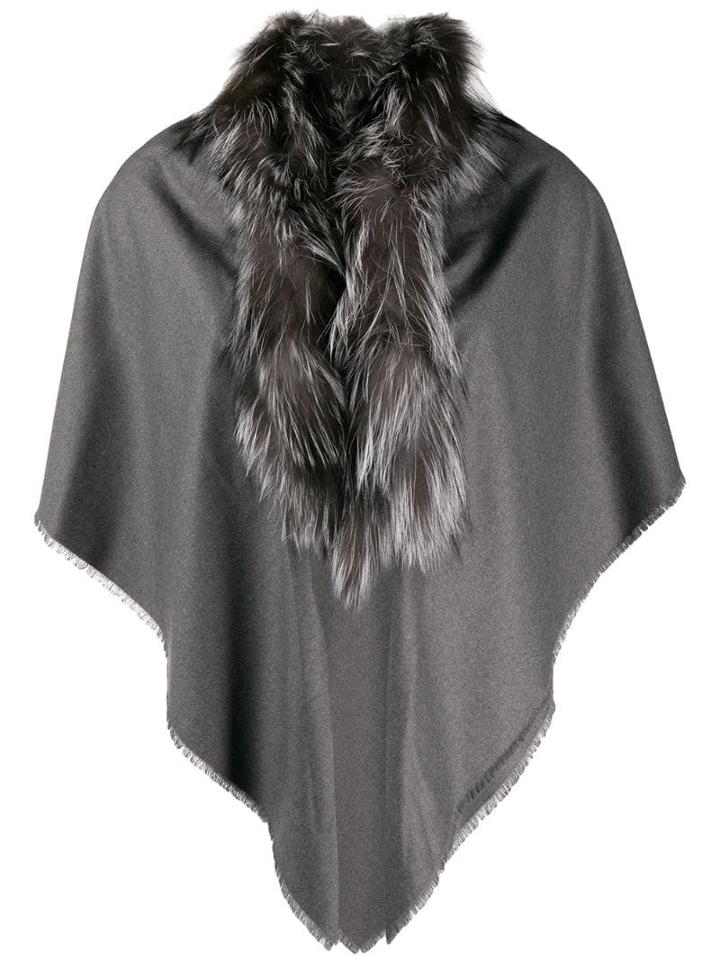 Agnona Fur Cape Scarf - Grey
