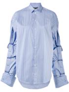 Y / Project - Oversized Button Sleeve Shirt - Women - Cotton - 36, Blue, Cotton