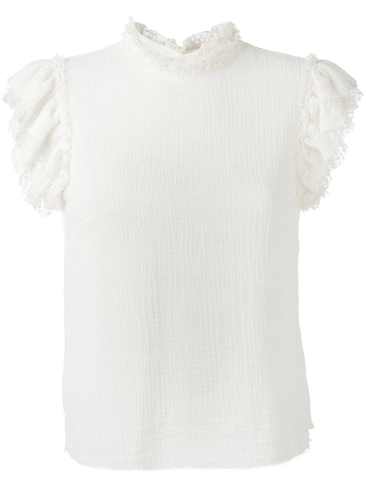 Philosophy Di Lorenzo Serafini Ruffle Sleeve Tank, Women's, Size: 42, White, Cotton
