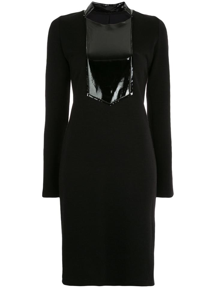 Zambesi Patent Bib Detail Fitted Dress - Black