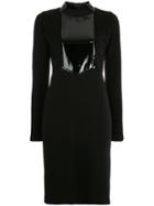 Zambesi Patent Bib Detail Fitted Dress - Black