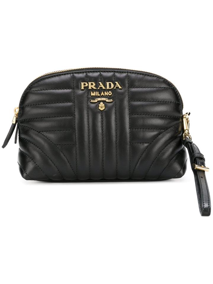 Prada Quilted Zip Around Make-up Bag - Black
