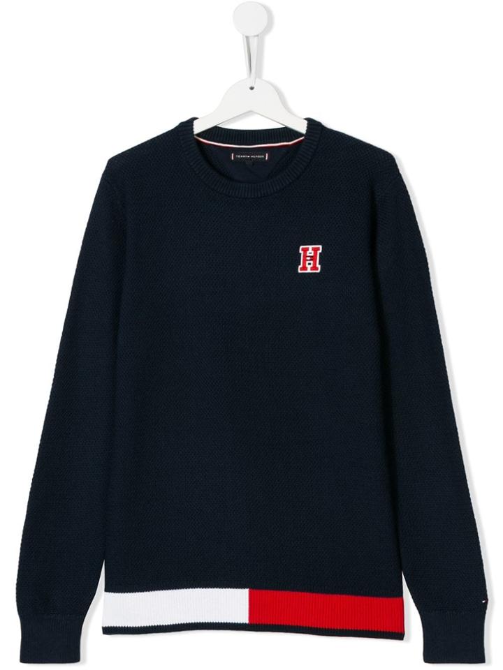 Tommy Hilfiger Junior Embroidered Logo Jumper - Blue