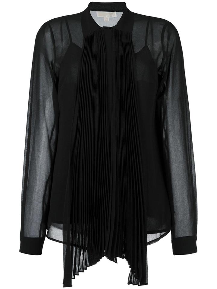Michael Michael Kors Semi Sheer Bow Neck Shirt - Black