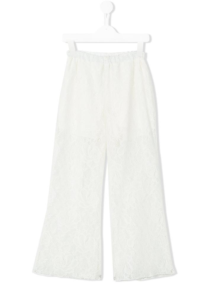 Opililai - Wide Leg Trousers - Kids - Cotton/polyester - 8 Yrs, Girl's, White