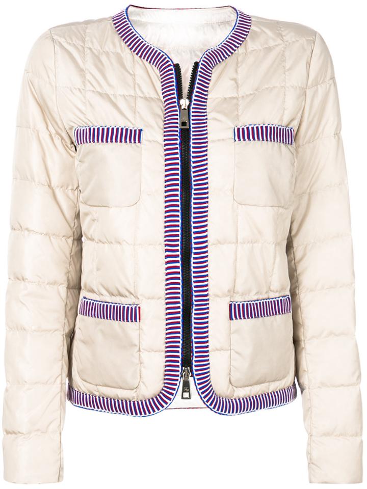 Fay Contrast Trim Puffer Jacket - Nude & Neutrals