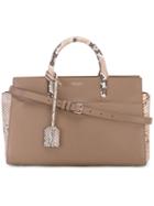 Saint Laurent Small Cabas Rive Gauche Bag, Women's, Brown, Calf Leather/snake Skin