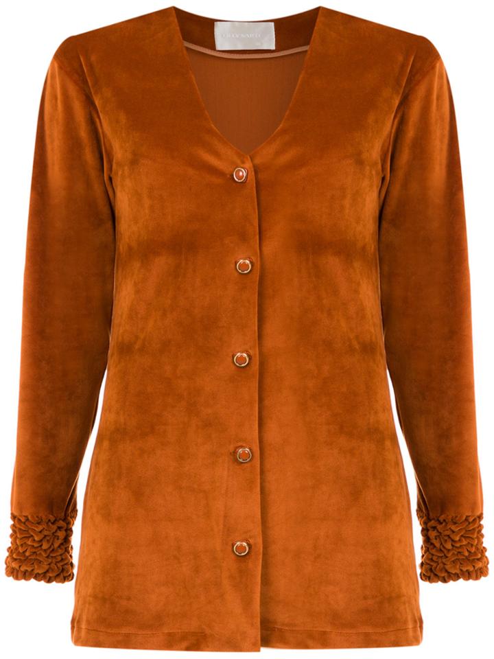 Lilly Sarti Velvet Cardigan - Yellow & Orange
