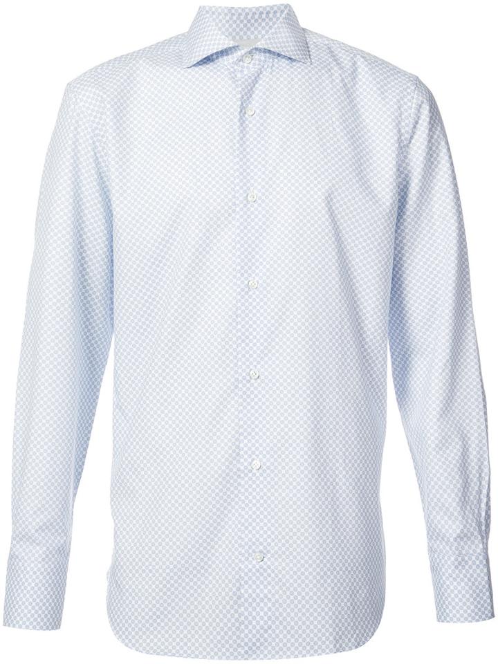 Eleventy - Geometric Pattern Shirt - Men - Cotton - S, White, Cotton