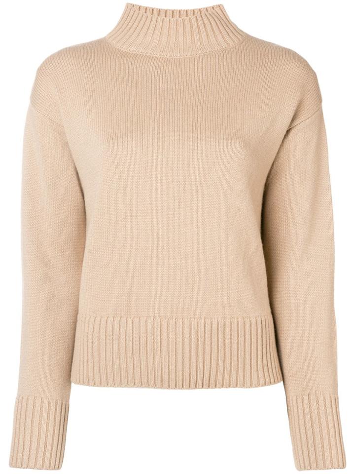 Yves Salomon High Neck Knit Sweater - Nude & Neutrals