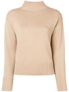 Yves Salomon High Neck Knit Sweater - Nude & Neutrals