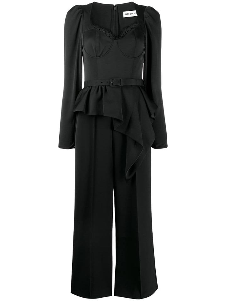 Self-portrait Corset Jumpsuit - Black