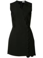 Msgm Scalloped Wrap Dress, Women's, Size: 4, Black, Polyester/viscose/spandex/elastane