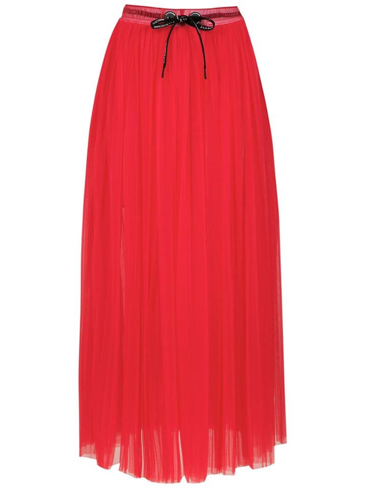 À La Garçonne Nylon Midi Skirt - Red