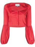 Alexis Cropped Long-sleeved Top - Red