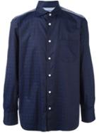 Junya Watanabe Comme Des Garçons Man Dotted Print Button Down Shirt, Men's, Size: Small, Blue, Cotton