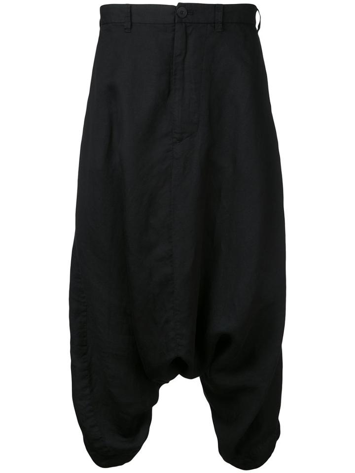 Julius - Drop-crotch Trousers - Men - Linen/flax/tencel - 2, Black, Linen/flax/tencel