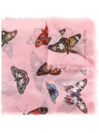 Alexander Mcqueen 'bejewelled Butterfly' Scarf, Women's, Pink/purple, Silk/modal