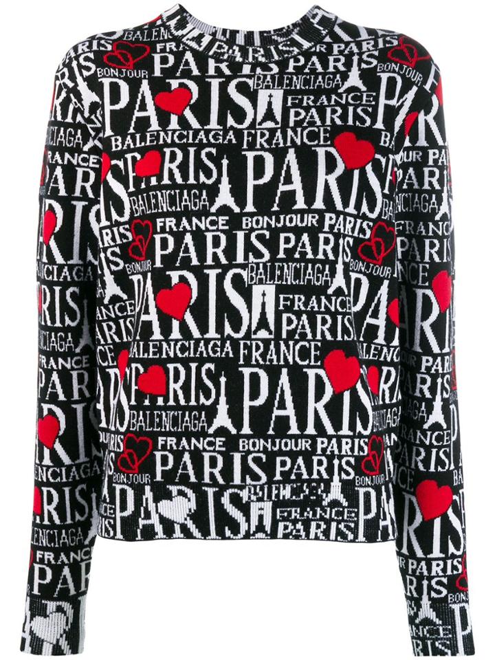 Balenciaga Bonjour Paris Crewneck Jumper - Black