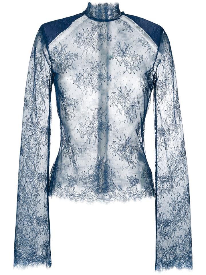 Off-white High Neck Lace Top - Blue