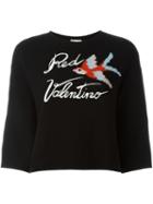 Red Valentino Bird Intarsia Jumper, Women's, Size: Medium, Black, Silk/acrylic/polyamide/virgin Wool
