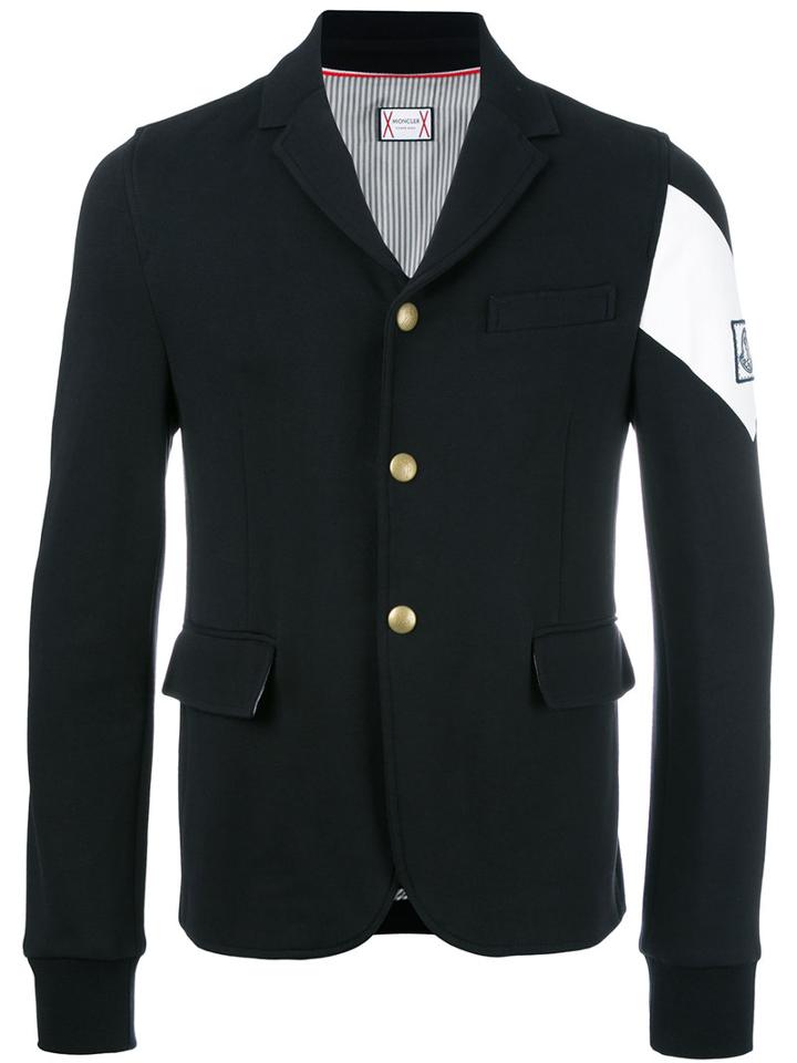 Moncler Gamme Bleu Buttoned Blazer, Men's, Size: Xl, Blue, Cupro/cotton