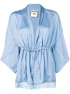 Semicouture Plunge Blouse - Blue