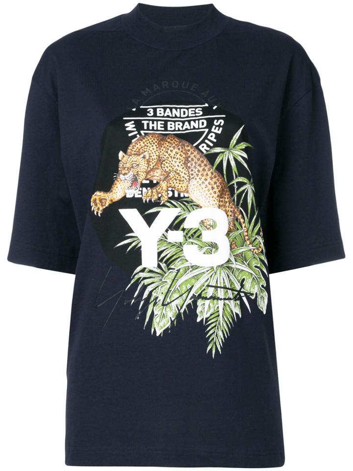 Y-3 Big Cat Print T-shirt - Blue