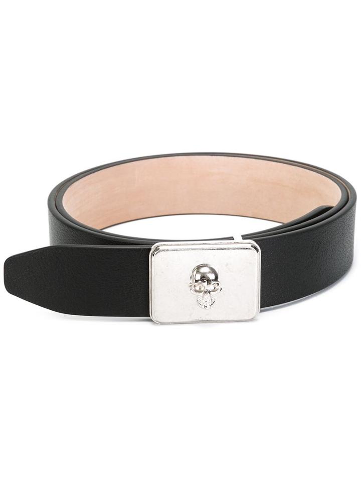 Alexander Mcqueen Skull Buckle Belt, Men's, Size: 85, Black, Calf Leather