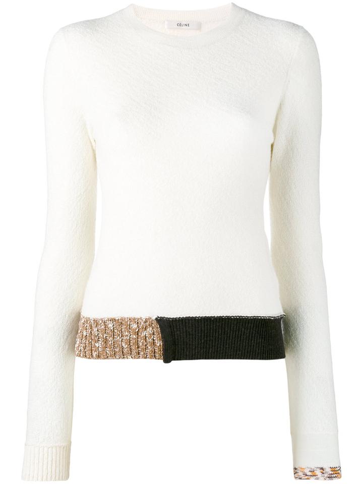 Céline Contrast Hem Jumper, Women's, Size: Small, Nude/neutrals, Wool