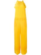 Red Valentino - Halter Neck Jumpsuit - Women - Silk - 42, Women's, Yellow/orange, Silk