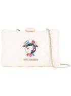 Love Moschino Face Pin Clutch Bag, Women's, White, Polyurethane