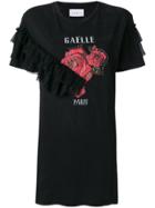 Gaelle Bonheur Ruffle Trim T-shirt - Black