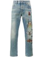 Gucci Tapered Jeans With Insect Embroidery - Blue