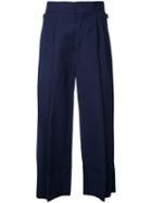 Erika Cavallini - Pleated Cropped Trousers - Women - Cotton - 42, Blue, Cotton