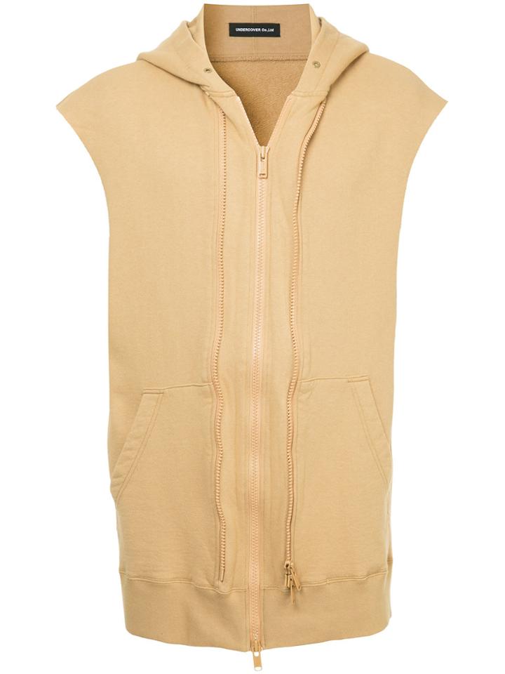 Undercover Back Print Sleeveless Hoodie - Brown