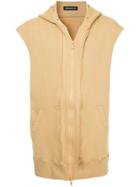 Undercover Back Print Sleeveless Hoodie - Brown