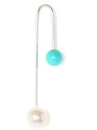 Asherali Knopfer Interchangeable Pearl And Turquoise Gold Earring