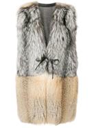 Liska Liska Fv54256ab Grau/beige Fox Fur/wool/cashmere - Grey