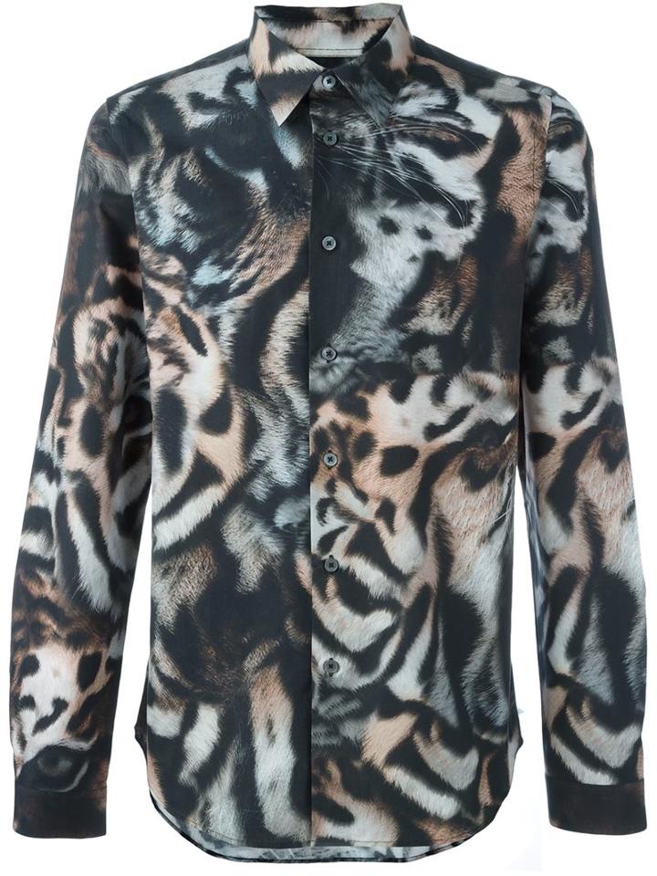 Ps By Paul Smith Tiger Print Shirt, Men's, Size: Xl, Cotton